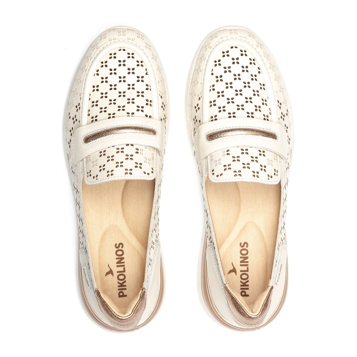 Mocassins compensés en cuir Cantabria blanc, PIKOLINOS
