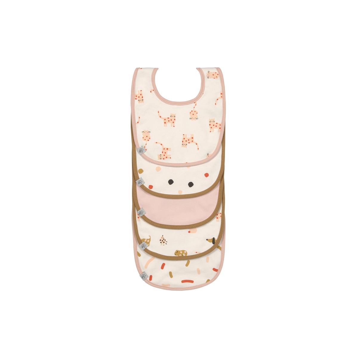 Lot de 5 bavoirs rose, caramel, écru, LASSIG