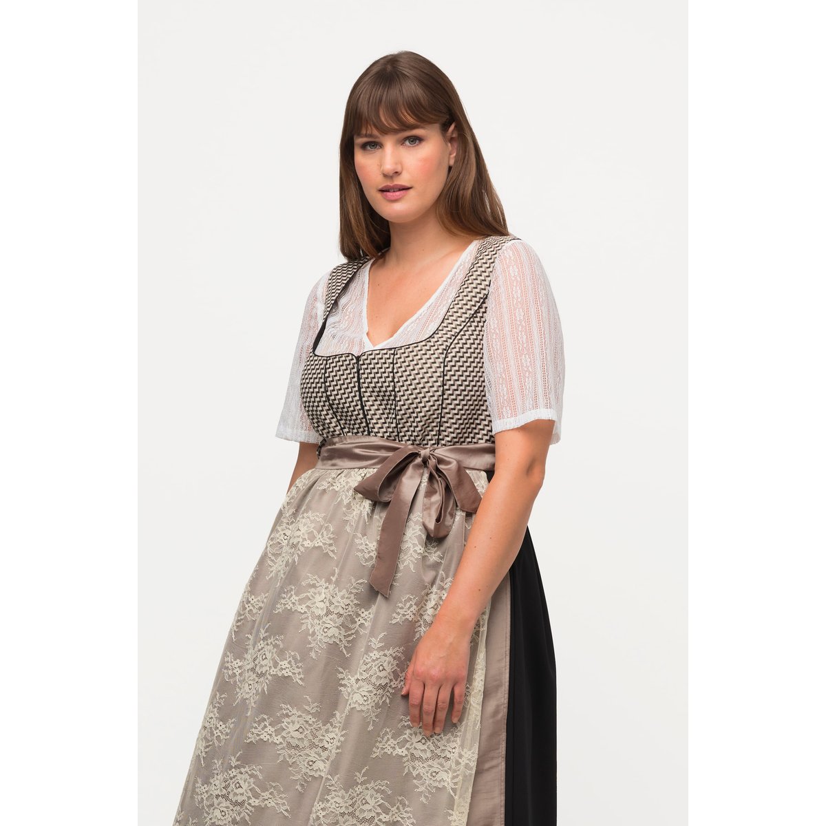 Chemisier traditionnel Dirndl, dentelle blanc neige, ULLA POPKEN