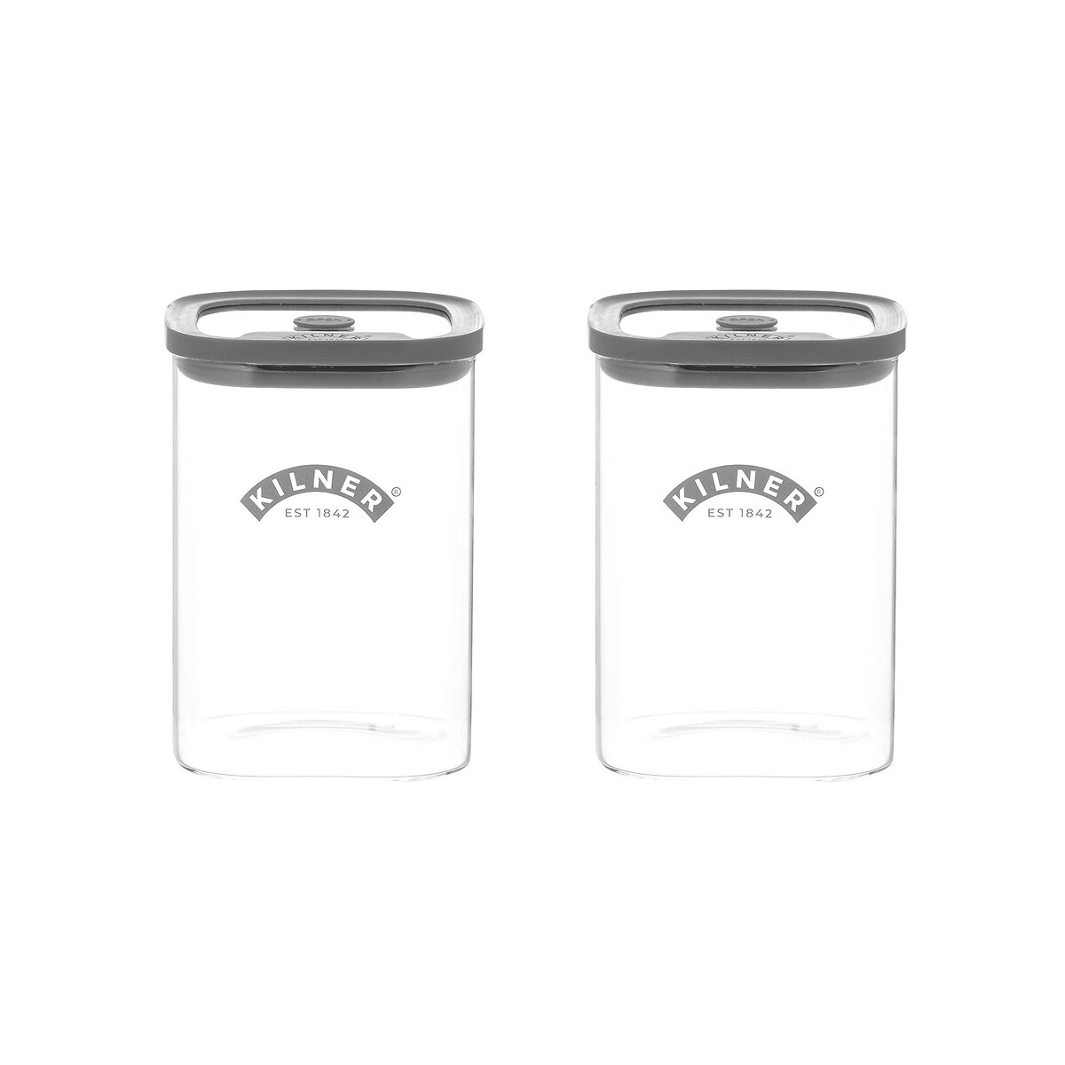 Set of 2 Fresh Storage 1L Square Jars transparent, KILNER