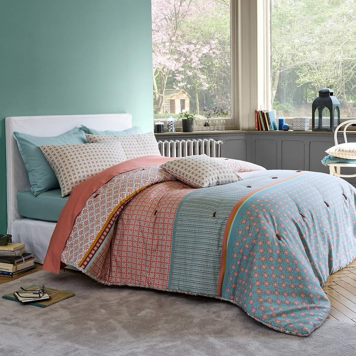 Cache sommier coton, Scenario gris clair, LA REDOUTE INTERIEURS