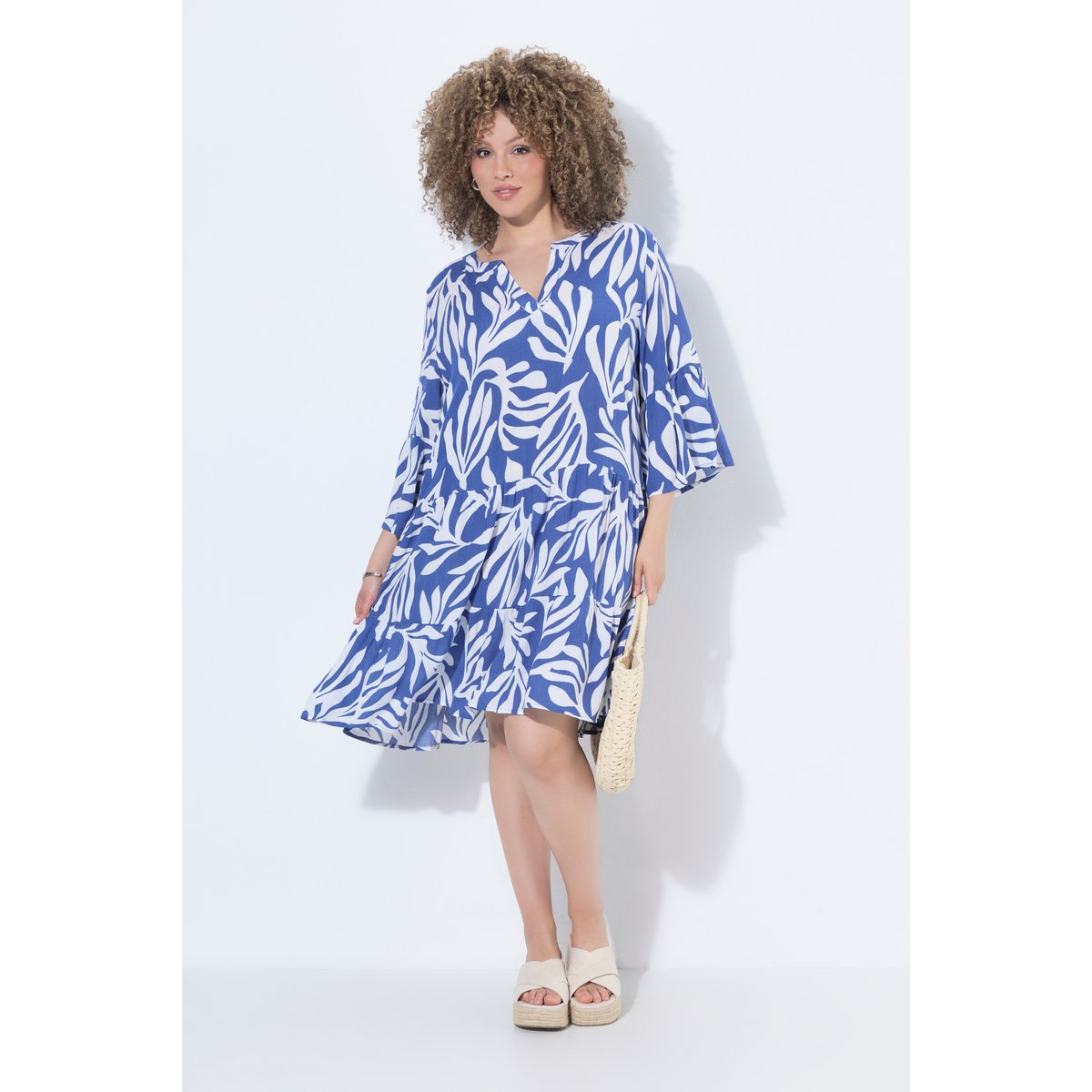 Robe midi, coupe évasée bleu encre, ULLA POPKEN