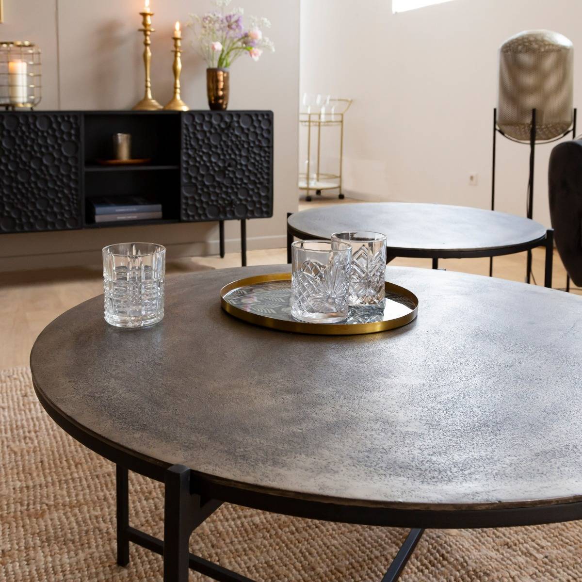 Table basse gigogne en aluminium QUENTIN gris, MADE IN MEUBLES