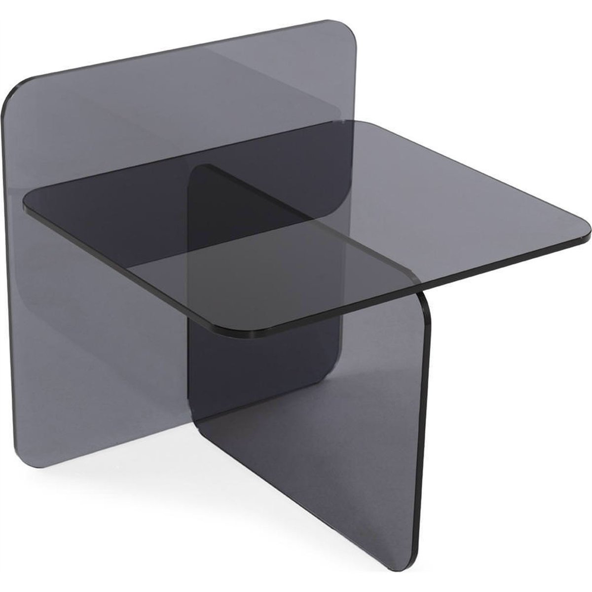 Table d'appoint en verre gris fumé, RECOLLECTION