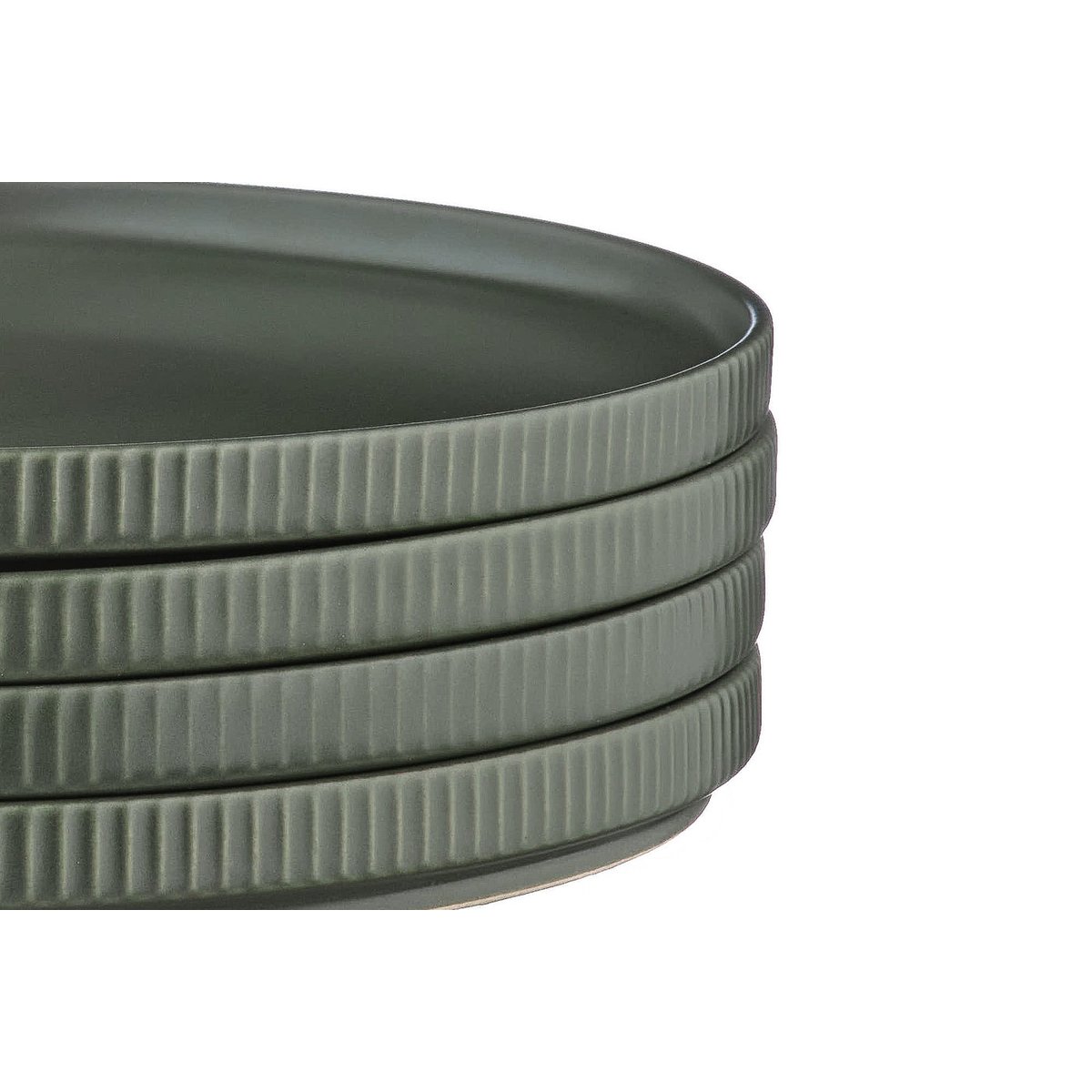 Lot de 4 assiettes à pain en grès, SCANDI vert olive, BJORN