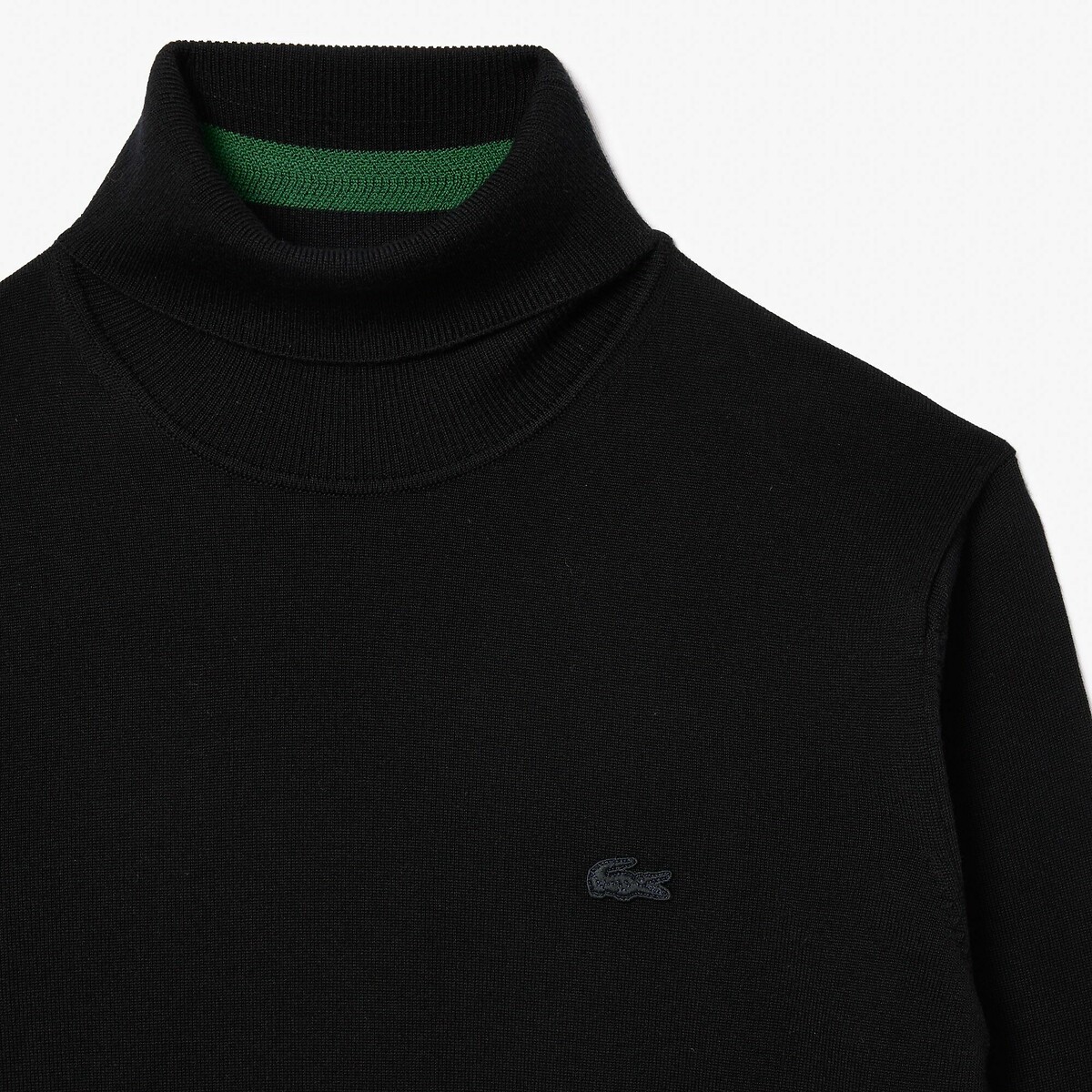 Camisola de gola alta, em lã preto , LACOSTE
