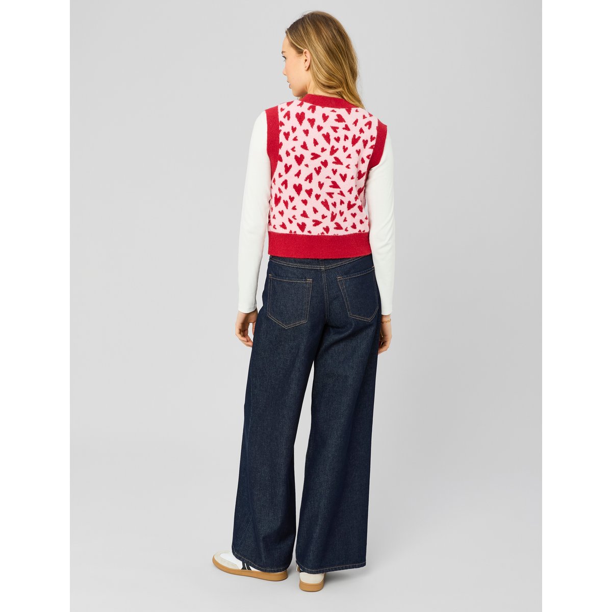 Gilet sans manches motif coeur rose pâle, BZB