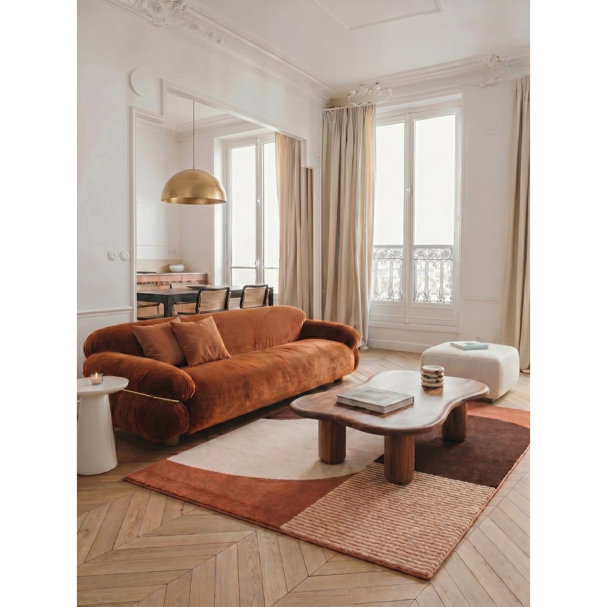 Tapis épais et confortable BAUHAUS rouge naturel, AFK LIVING