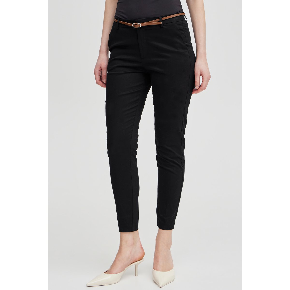 Pantalon tailleur coupe slim à longueur cheville noir, B.YOUNG