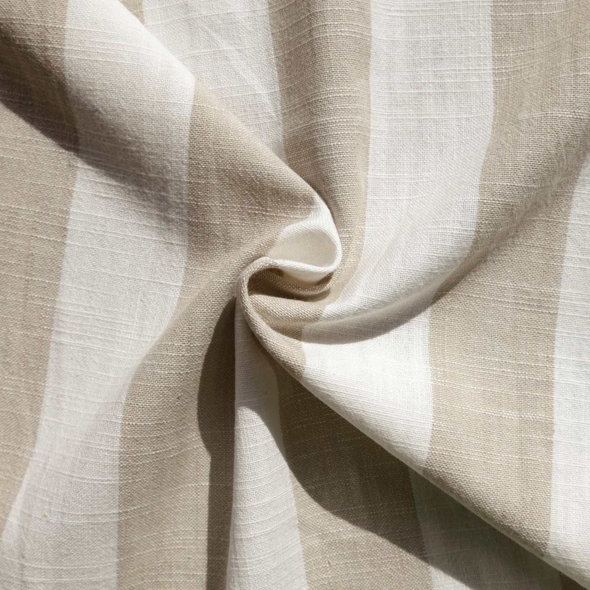 Rideau 100% coton larges rayures LOURMARIN - QABANE beige, HOME MAISON
