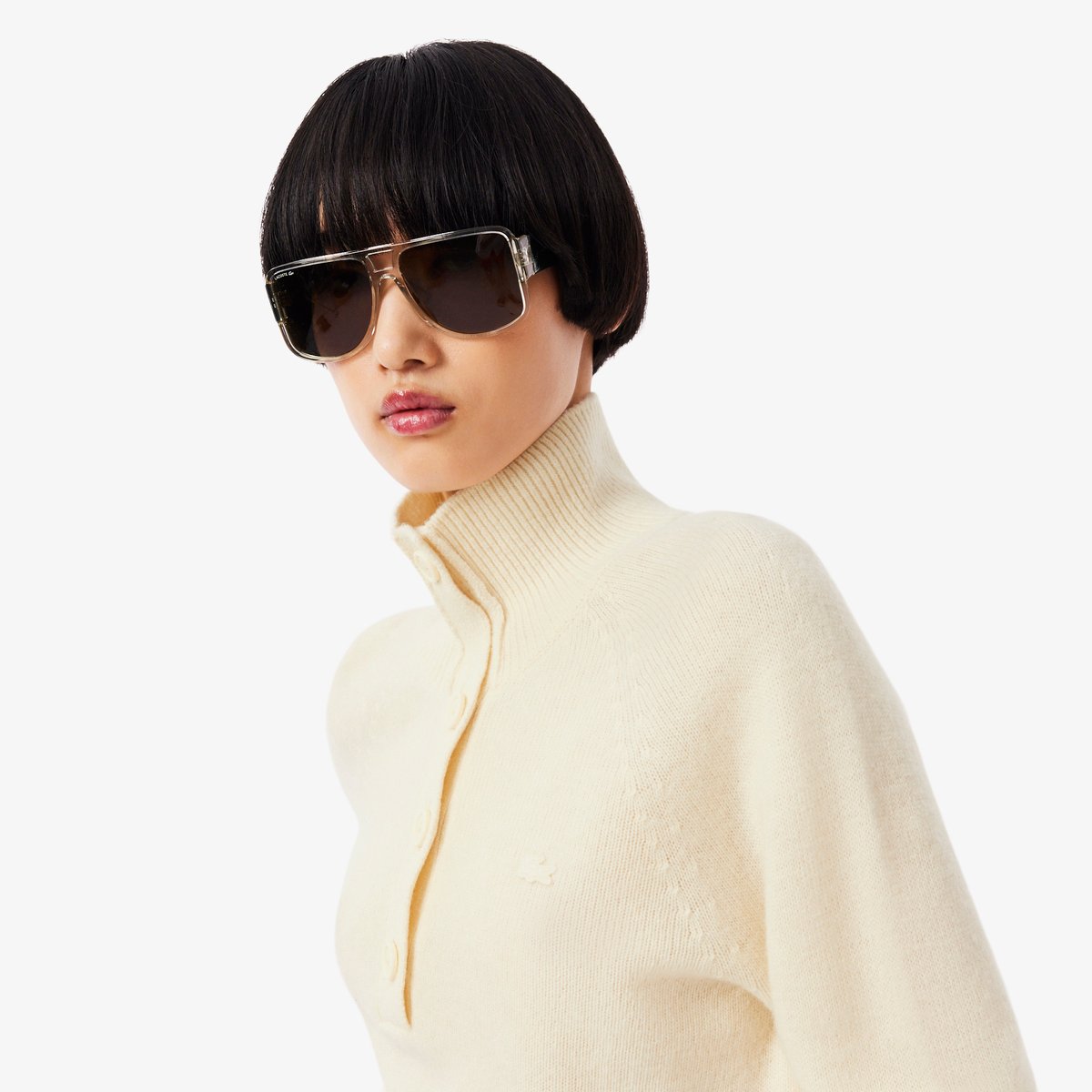 Pull col montant laine beige-xfj, LACOSTE