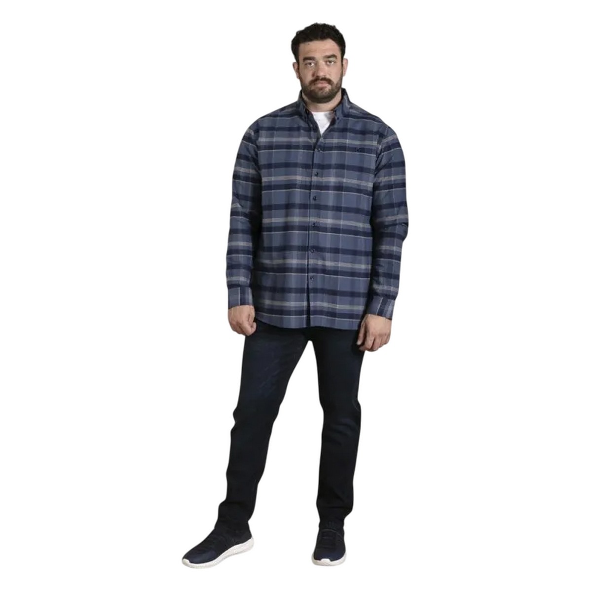 Chemise manches longues motif/style à carreaux SHREWSBURY bleu, DUKE