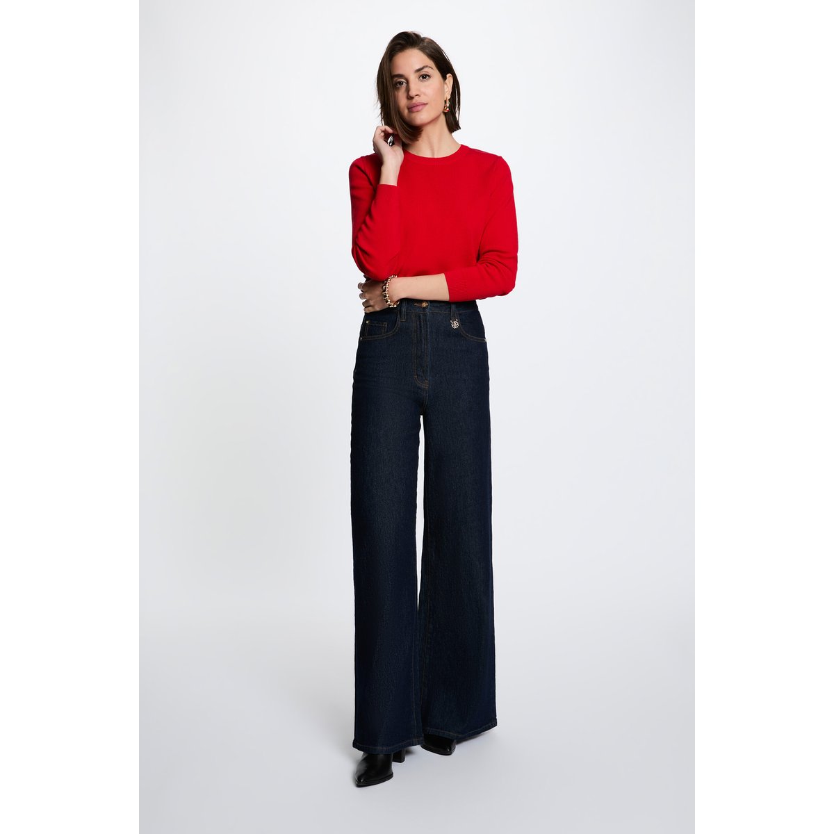 Pull maille relief rouge, MORGAN