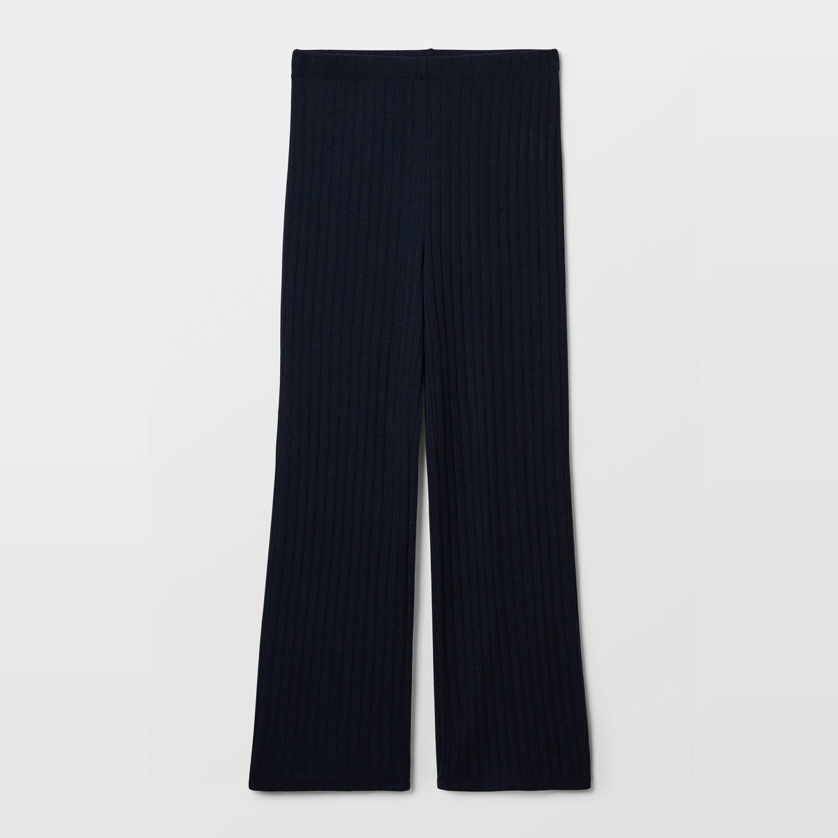 Pantalon uni en laine et soie marine, MONOPRIX