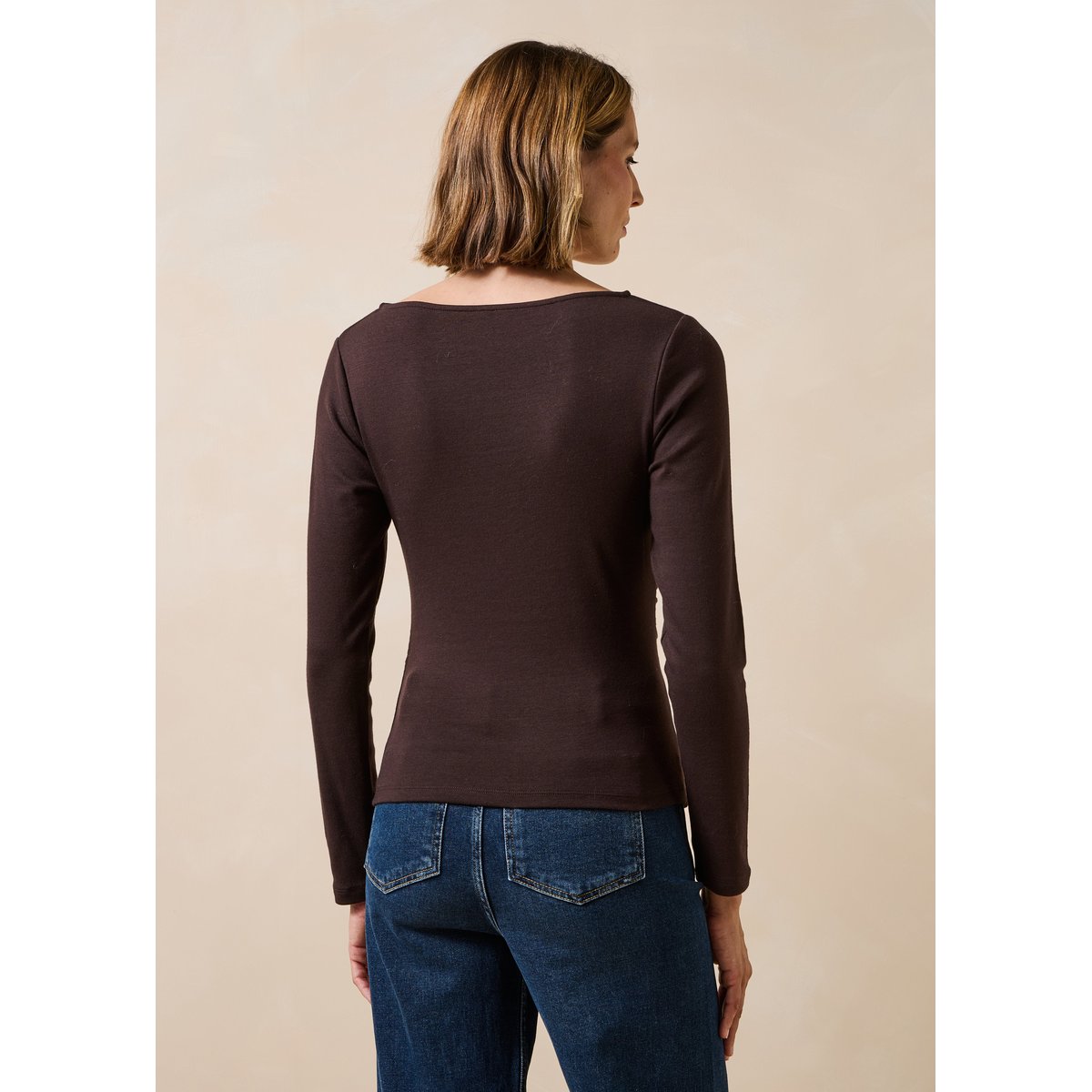 T-shirt en jersey manches longues ganache, LA FEE MARABOUTEE