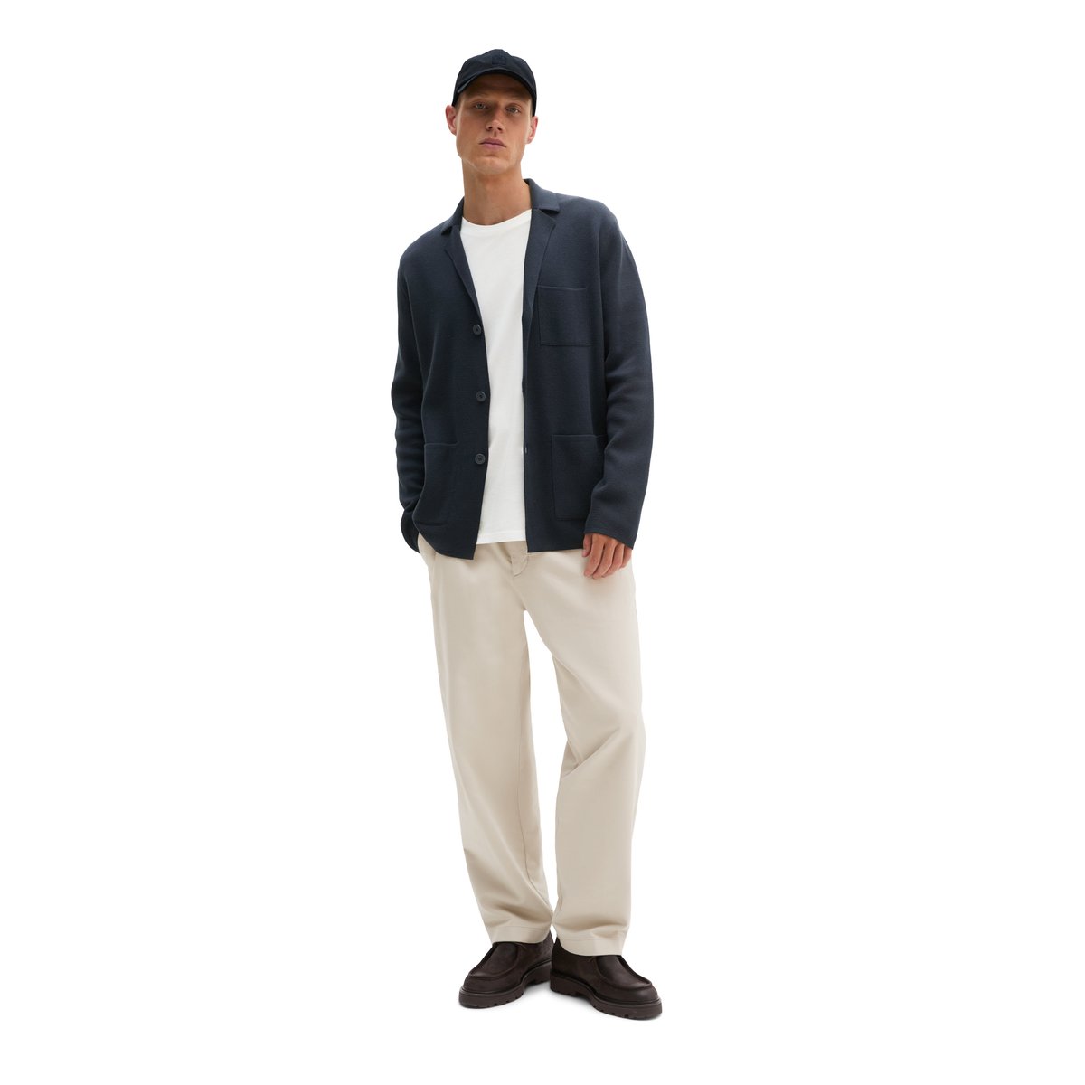 Blazer en maille, coupe classique en coton biologique certifié bleu, MARC O'POLO