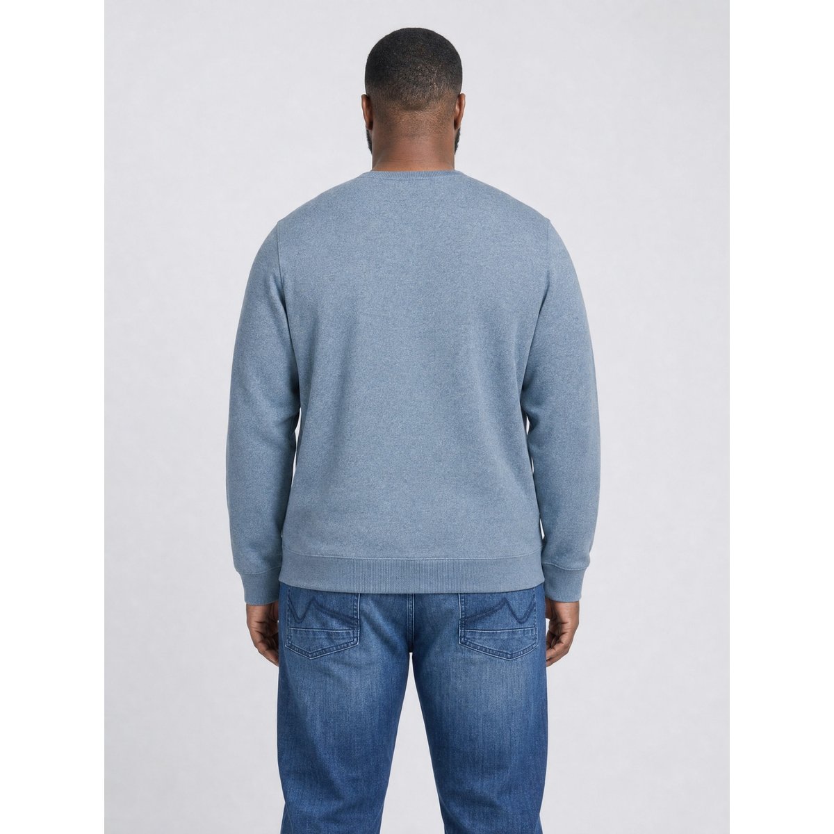 Sweat col rond chiné grande taille stoneford bleu storm blue, PETROL INDUSTRIES