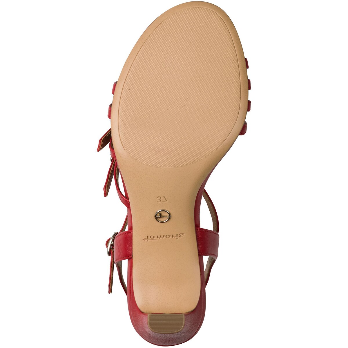 Sandales à talons, cuir rouge, TAMARIS