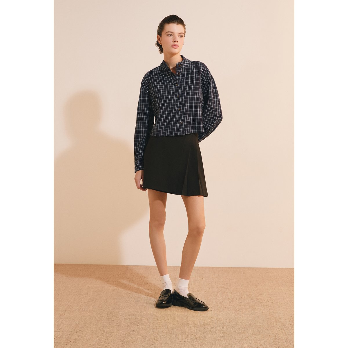 Chemise courte boxy à carreaux CLOTHERE CRX marine, ETAM