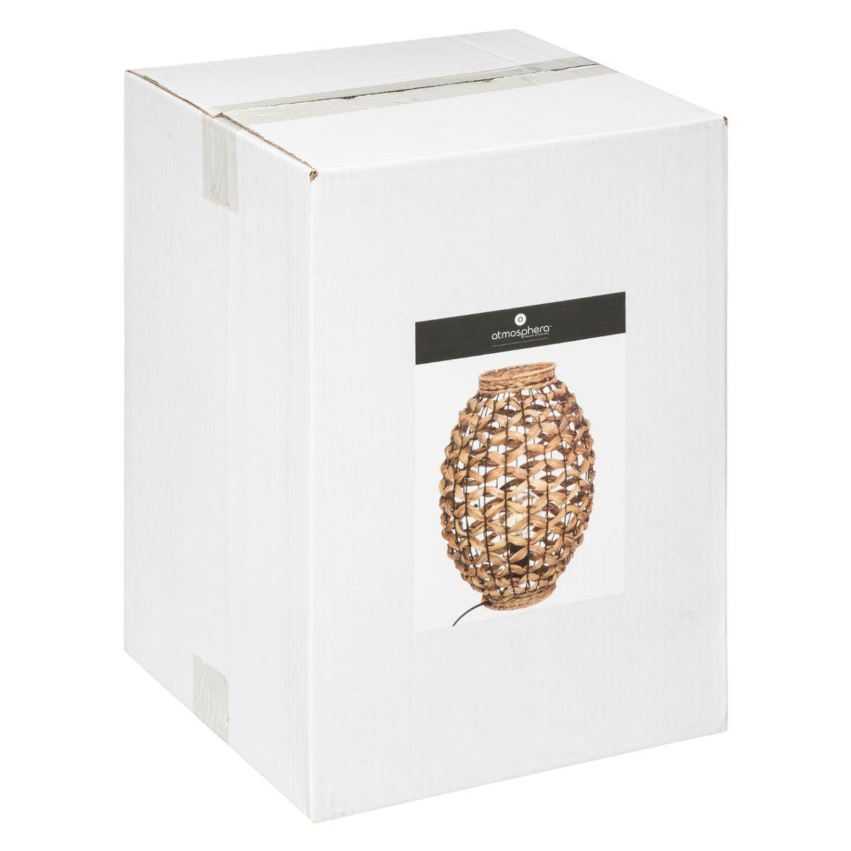 Lampe à poser en jacinthe d'eau tressée SAND beige, ATMOSPHERA