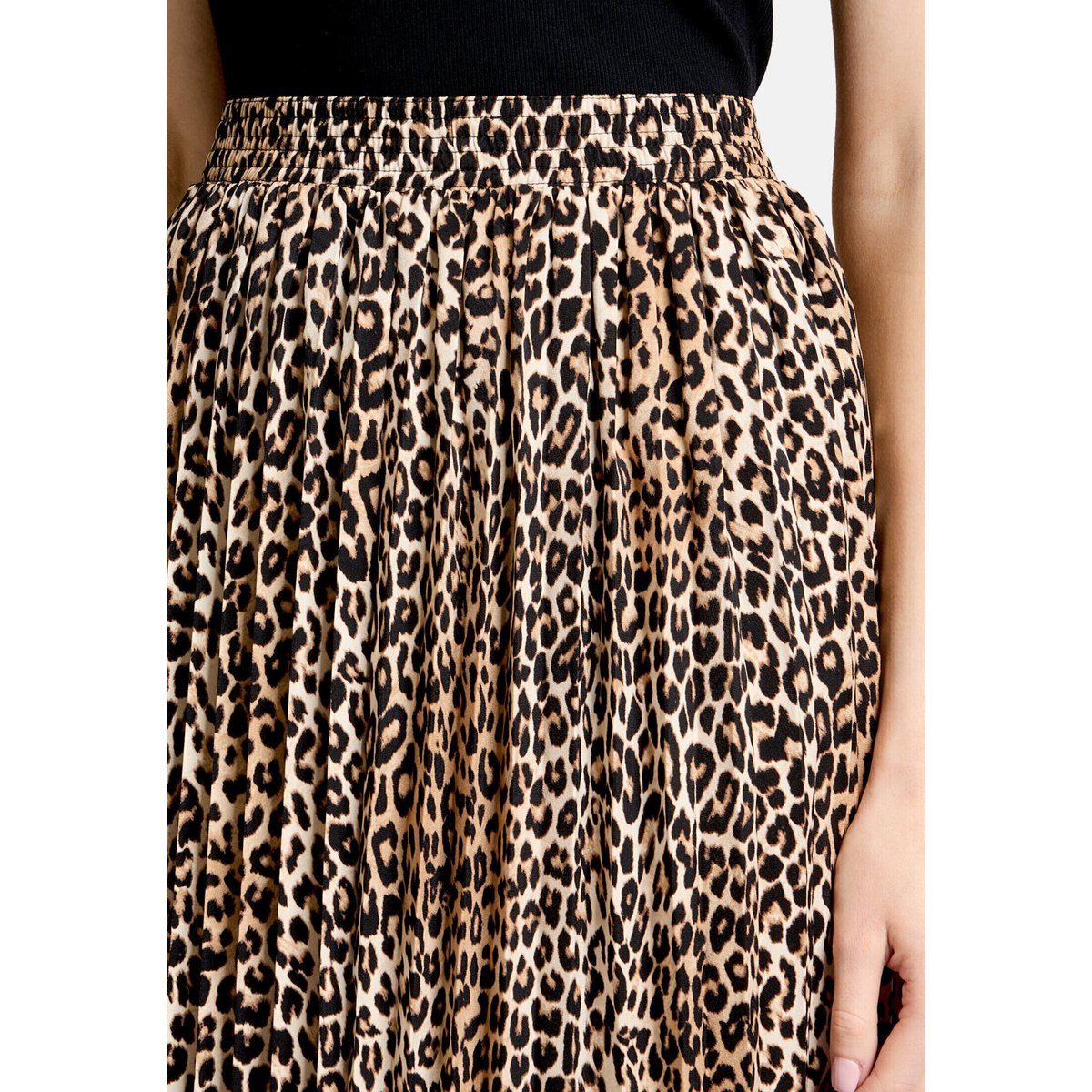Jupe plissée à élastique beige/noir, BETTY BARCLAY