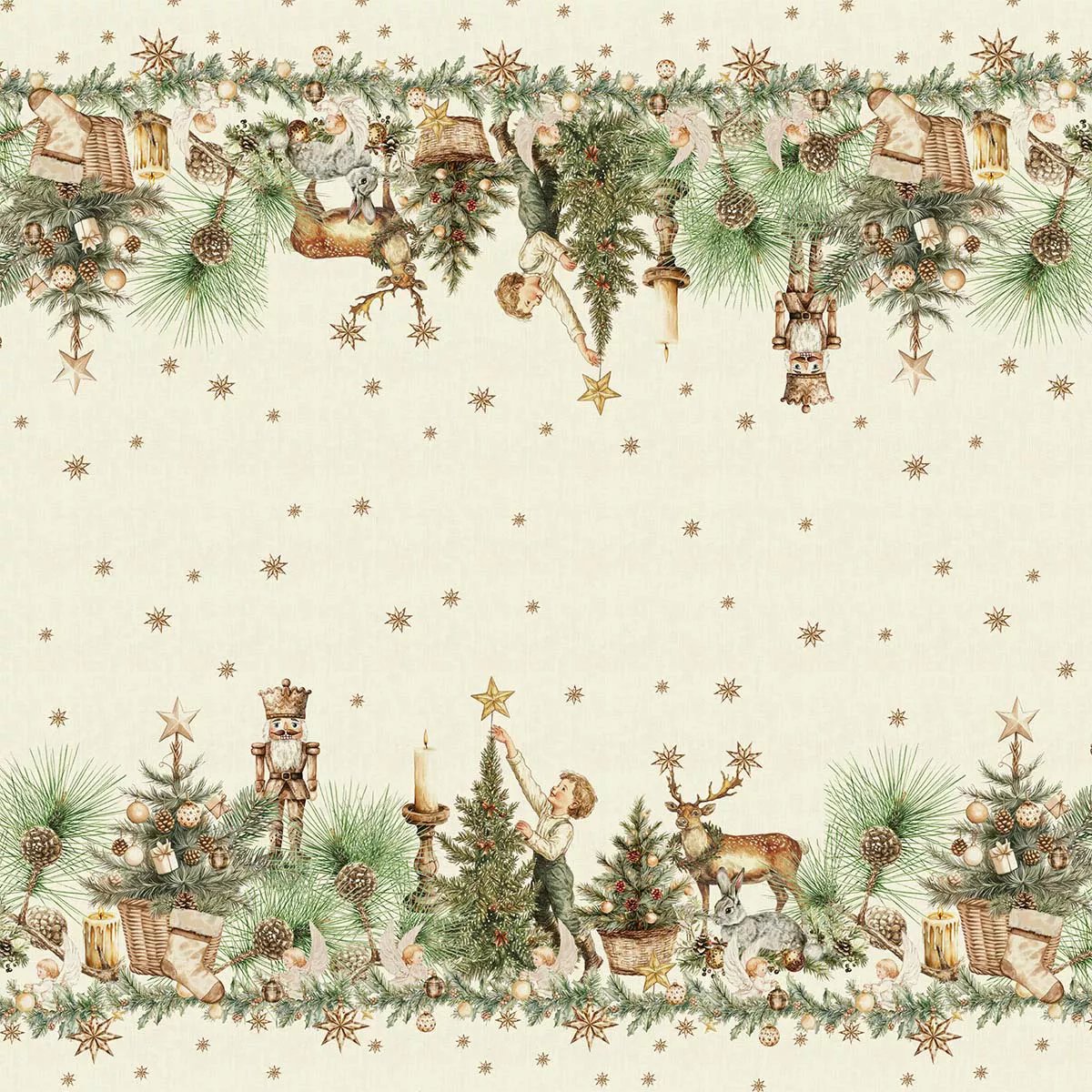 Nappe lin & coton lavé NOEL VINTAGE dore, GARNIER THIEBAUT