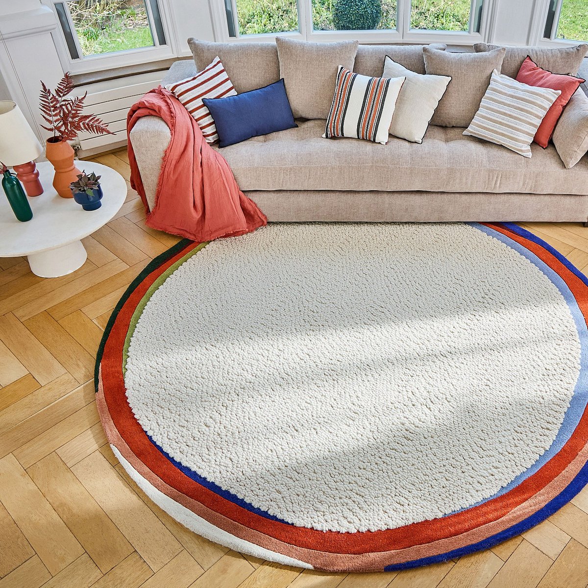 Tapis de salon coton CONSTANT beige, HABITAT