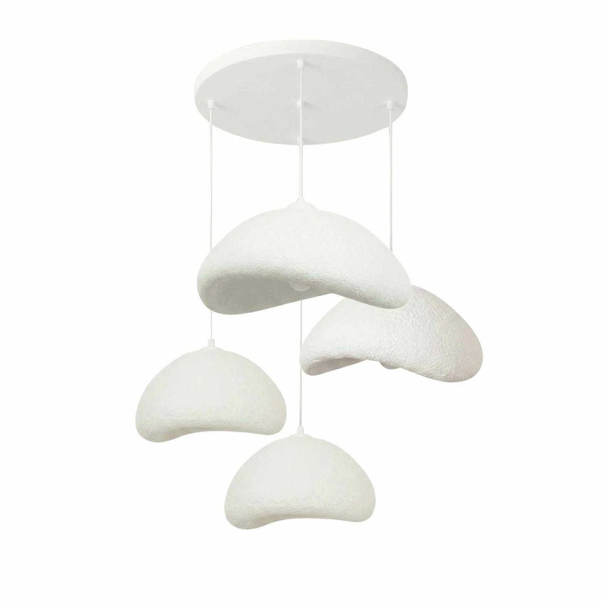 Suspension design organique 4 abat-jour NOXIS blanc, PIER IMPORT