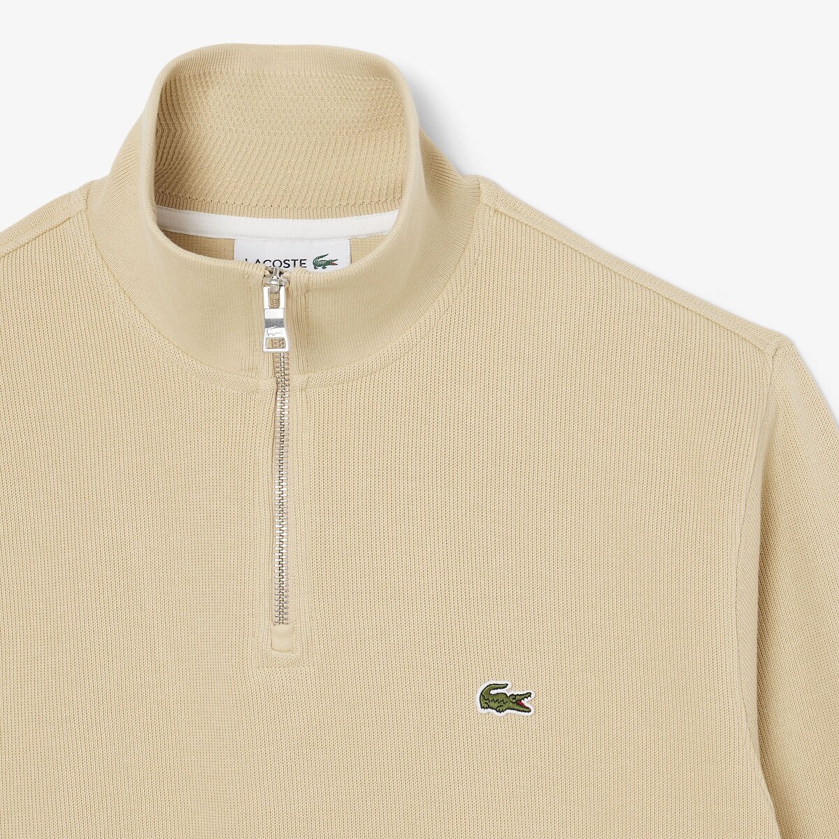 Felpa con mezza cerniera al collo Lacoste Sport beige, LACOSTE