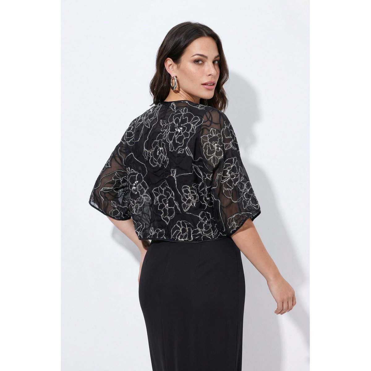 Boléro en soie mélangée, coupe oversize noir, ULLA POPKEN