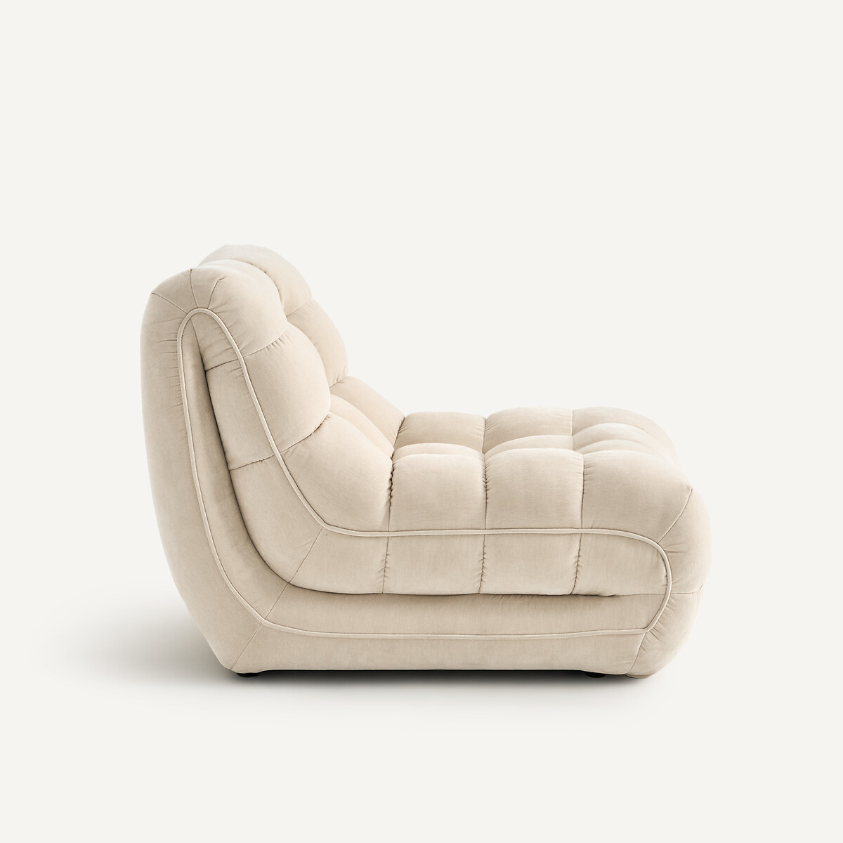 Fauteuil modulable capitonné, en velours, JUD ecru, AM.PM