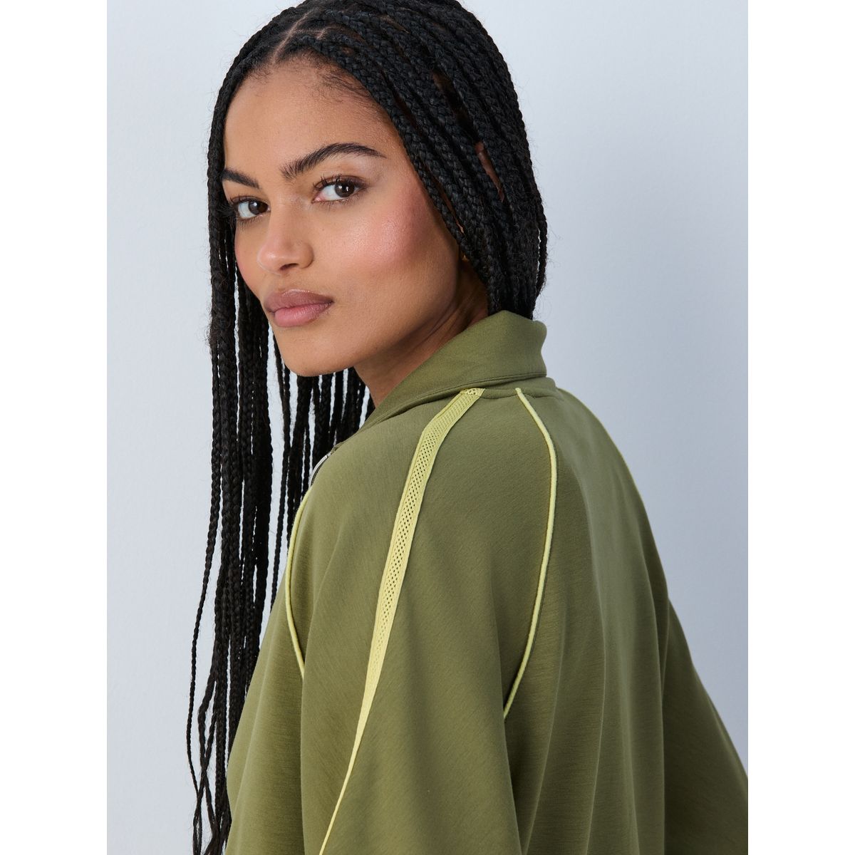 Blouson bomber fluide à bandes latérales vert olive, NEXT