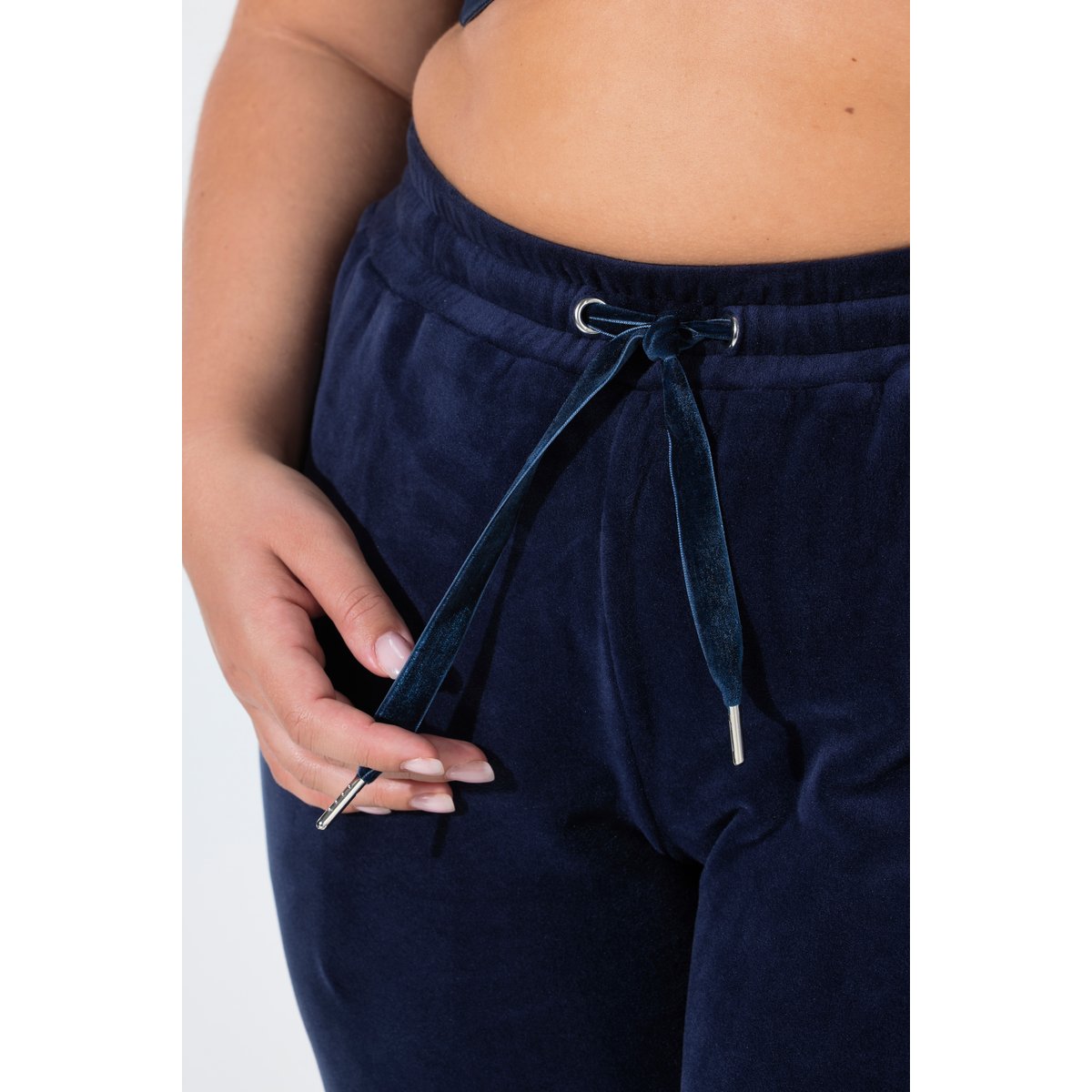 Pantalon homewear, velours ras bleu nuit, ULLA POPKEN