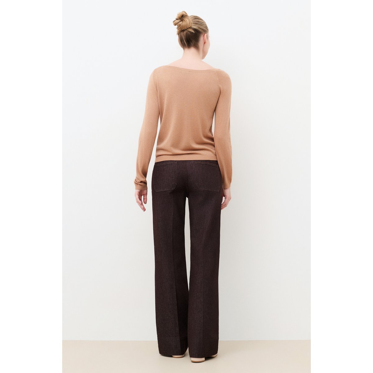 Pull droit col asymétrique MYLENE camel, CAROLL