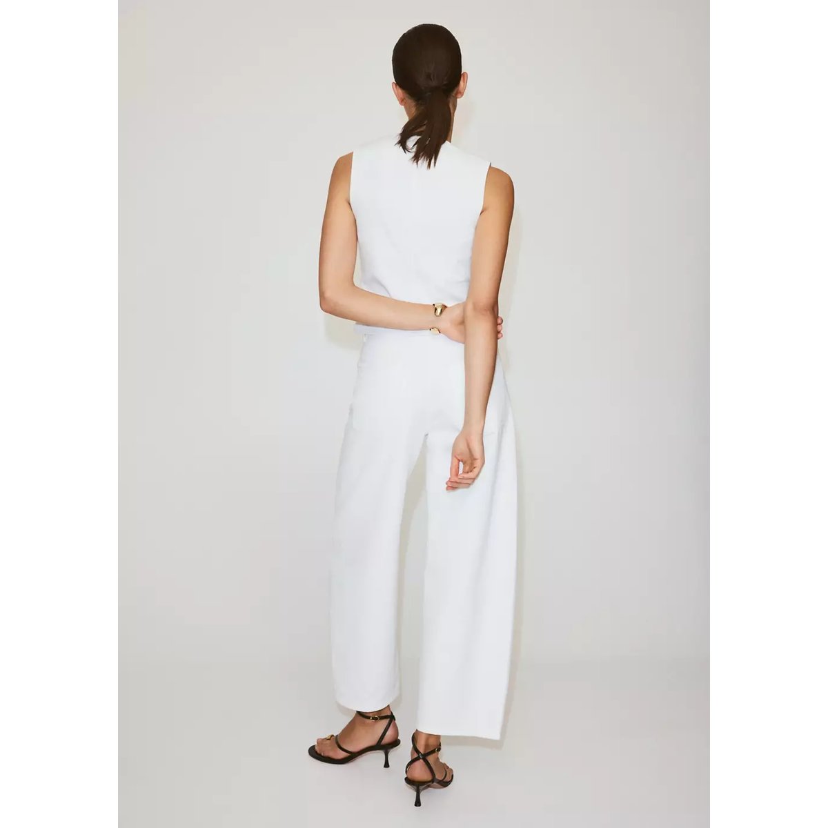 Top en denim à brandebourgs blanc, MANGO