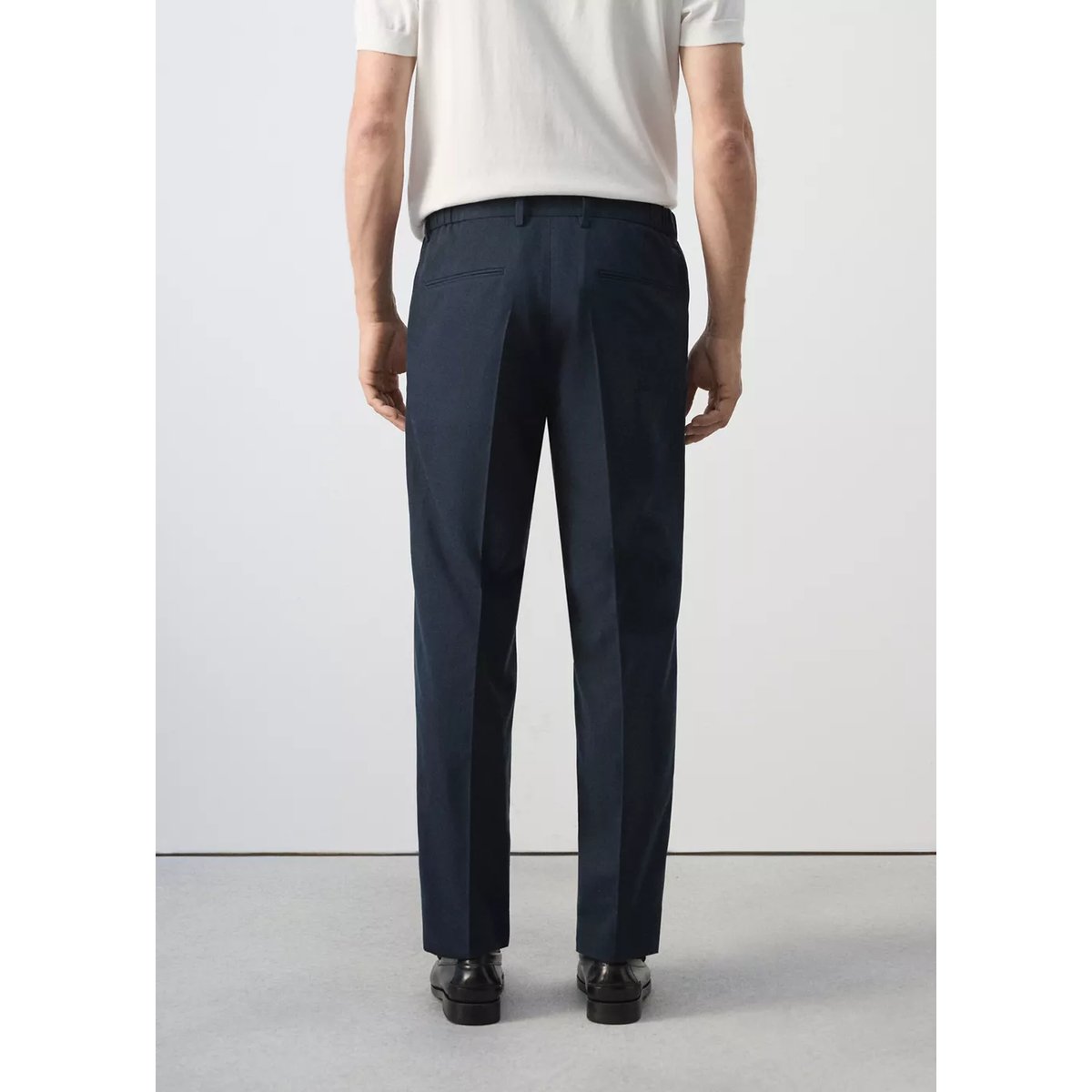 Pantalon slim-fit mélange de lin lyocell bleu marine, MANGO MAN