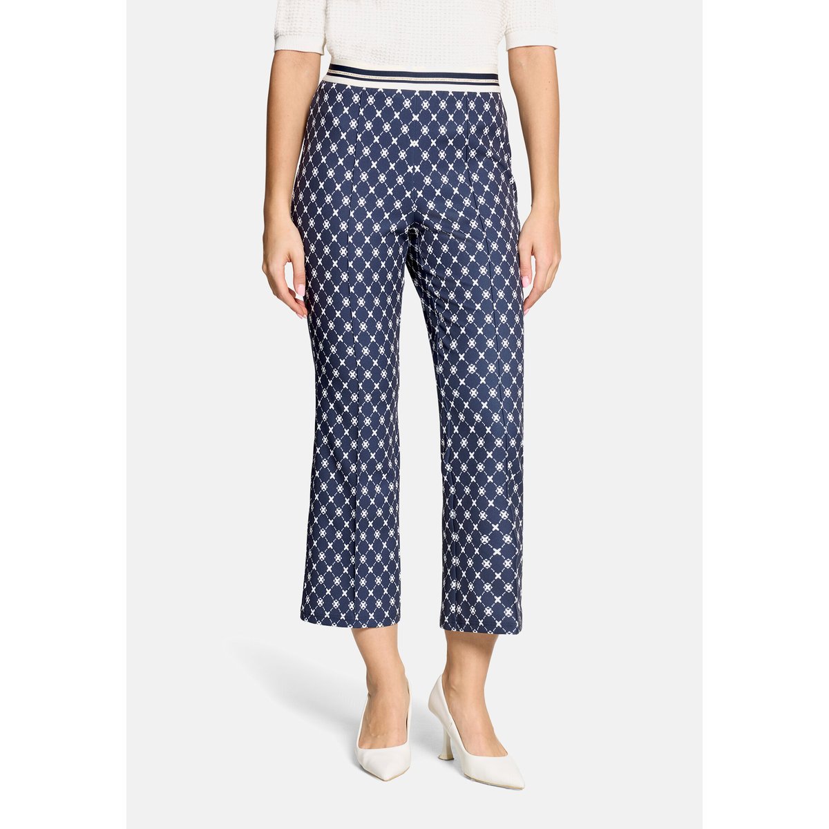 Pantalon casual coupe slim fit bleu/blanc, BETTY BARCLAY