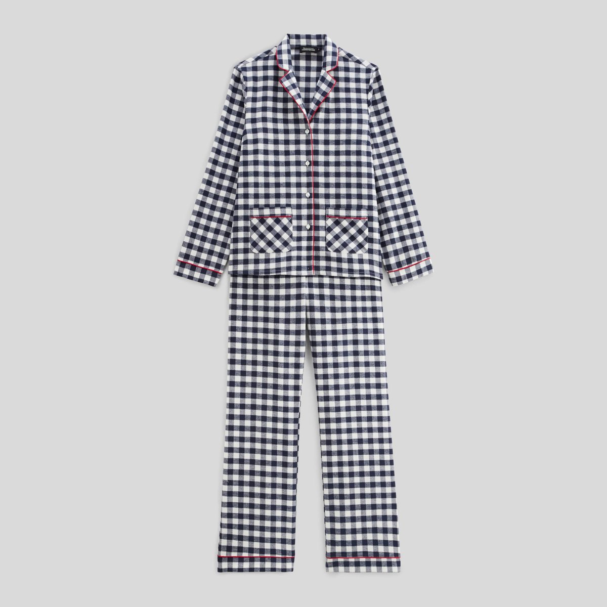 Pyjama en flanelle de coton BIO à carreaux vichy ecru, MONOPRIX