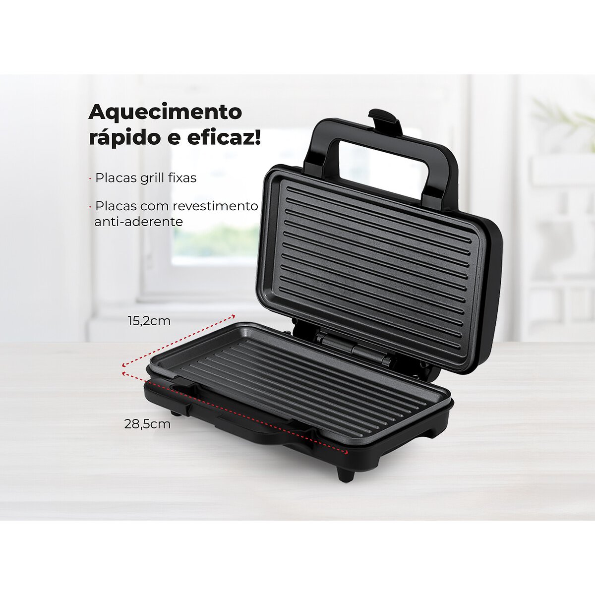 Sanduicheira Preta 900W 4971FL, FLAMA preto , FLAMA