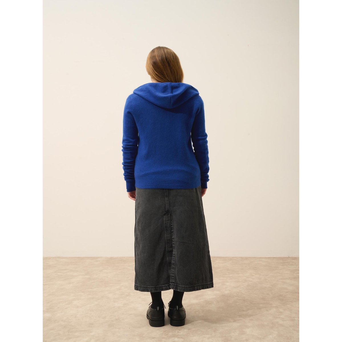 Gilet Zippé Capuche Outremer Debbie bleu foncé, JUST CASHMERE