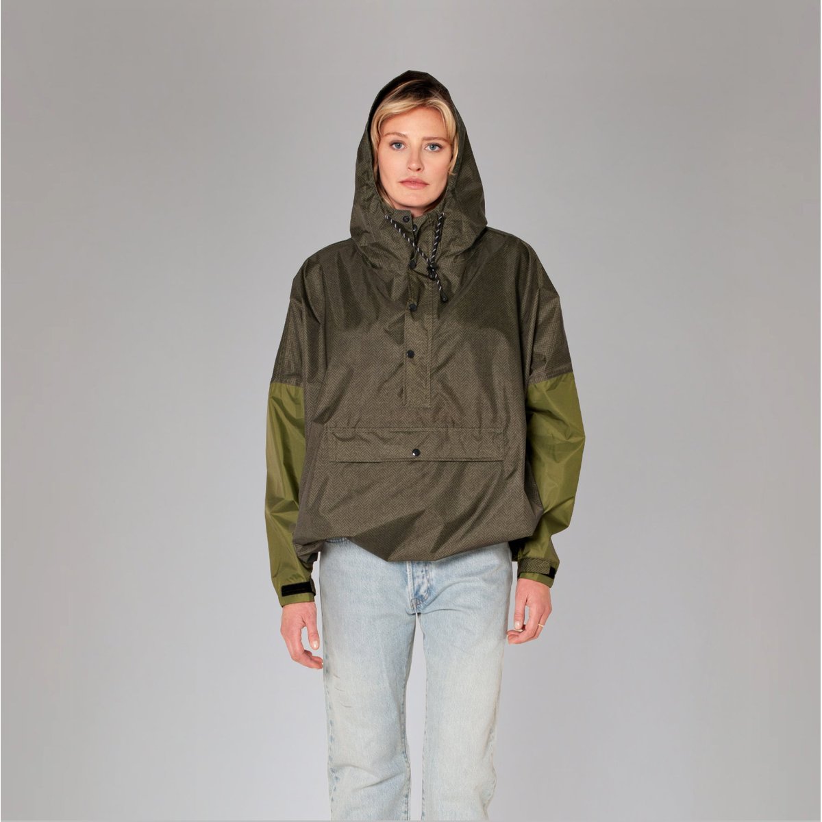 Anorak imperméable HERRINGBONE vert profond & olive, RAINKISS