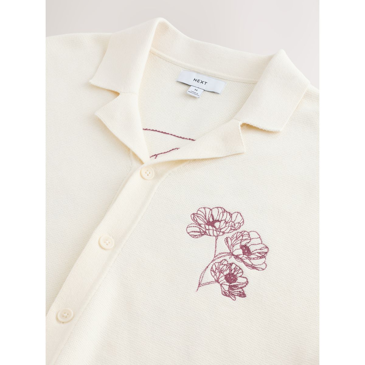 Chemise standard en maille à motif floral blanc écru, NEXT