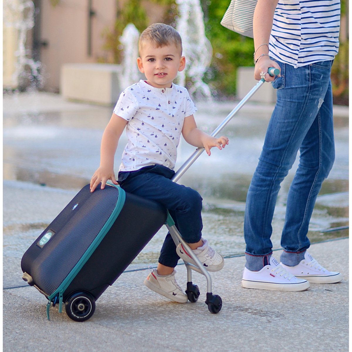 Valise enfant avec assise de voyage noir, vert, BEABA
