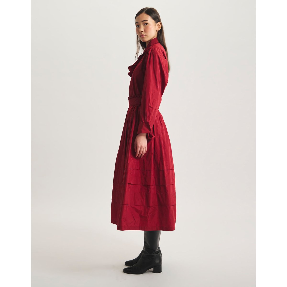 Jupe longue Héloïse en taffetas rouge, INES DE LA FRESSANGE PARIS