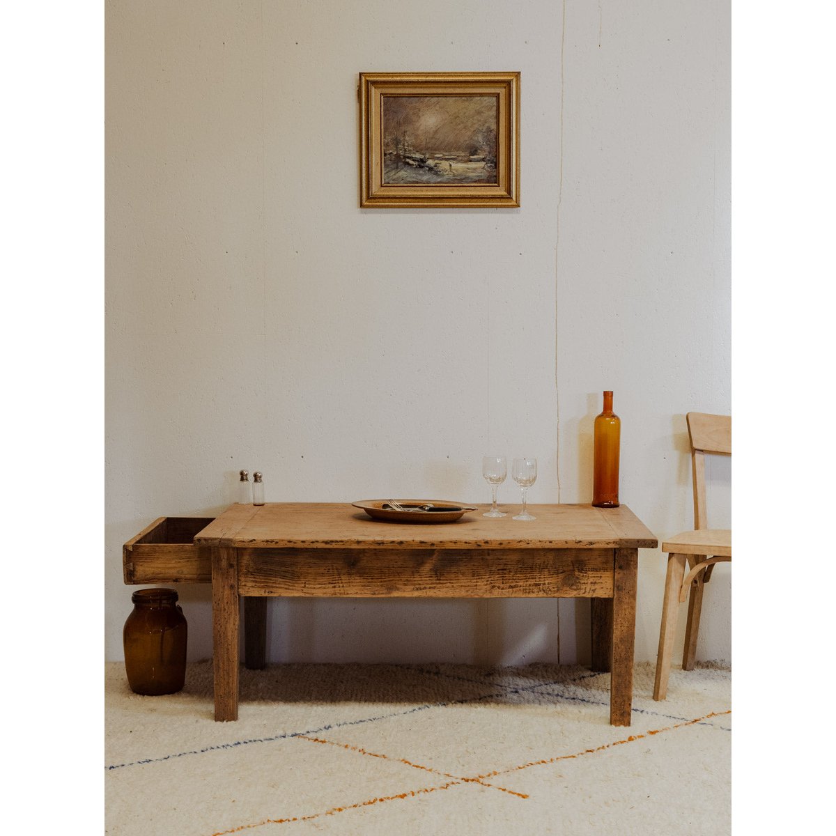 Table basse en bois Léonie N°900 - Bon état bois clair, DEBONGOUT