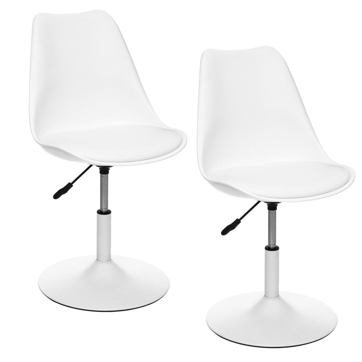Lot de 2 chaises ajustables en hauteur à coussin AIKO blanc, TOILINUX
