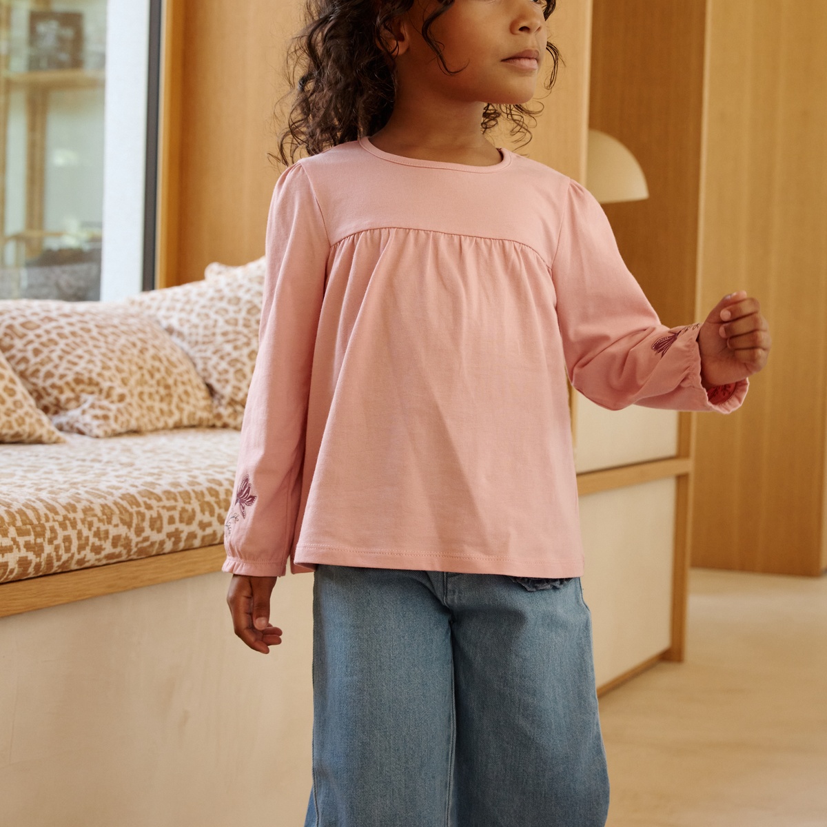 Lot de 2 t-shirts enfant manches longues Cléo rose, PETIT BEGUIN