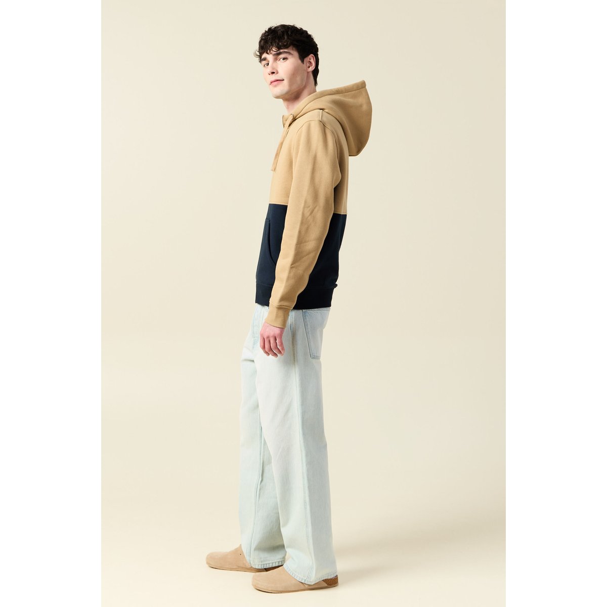 Sweat zippé à capuche bleu marine, BONOBO