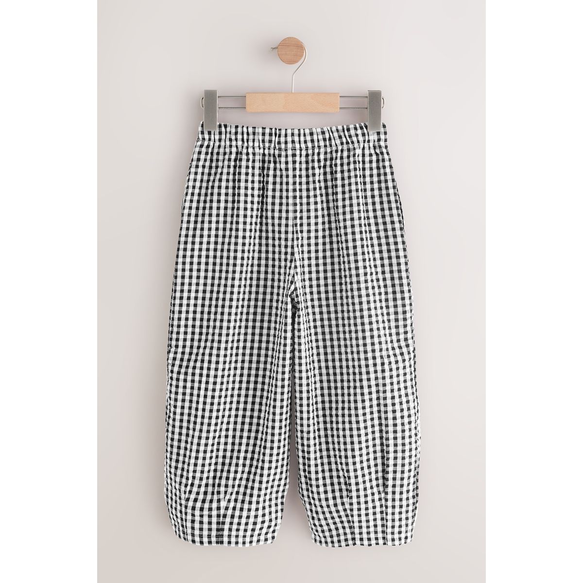 Pantalon ample à enfiler vichy noir/blanc, NEXT