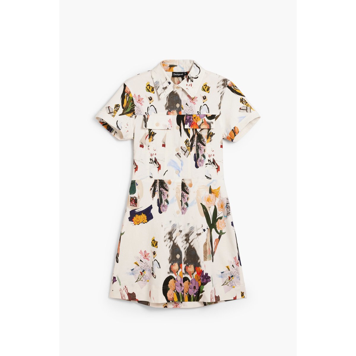 Robe courte collage beige, DESIGUAL